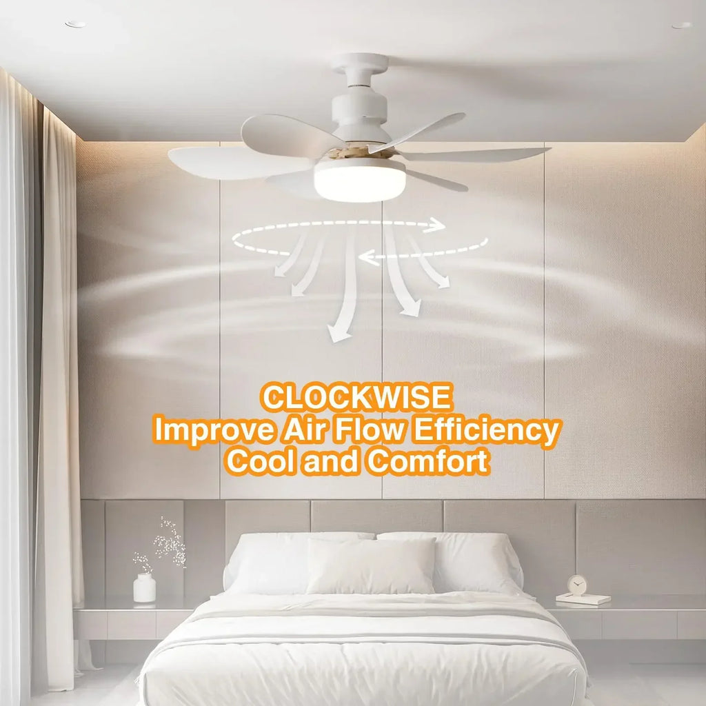 30W/40W Ceiling Fan with Remote Control LED Light Fan E27 Base, Intelligent Silent Ceiling Fan for Bedroom and Living Room