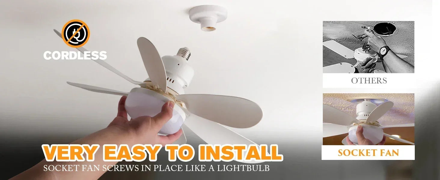 30W/40W Ceiling Fan with Remote Control LED Light Fan E27 Base, Intelligent Silent Ceiling Fan for Bedroom and Living Room