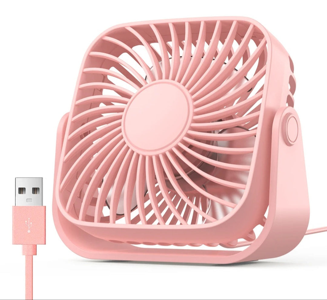 Ventilateur Portable USB 4 Pouces – Ultra Silencieux, 3 Vitesses, Rotation 360°, Rechargeable