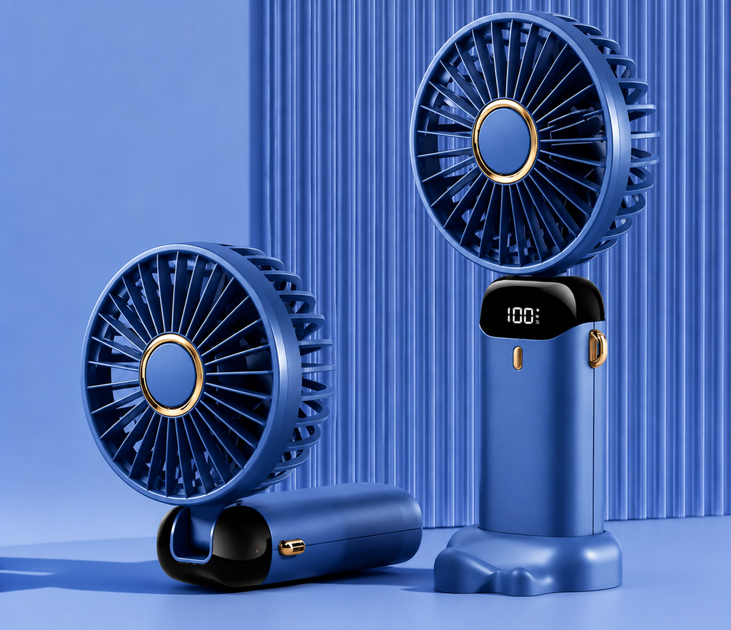 Ventilateur Portable Mini USB – 6 Vitesses, Écran LED, Rechargeable, Pliable, Ultra Silencieux