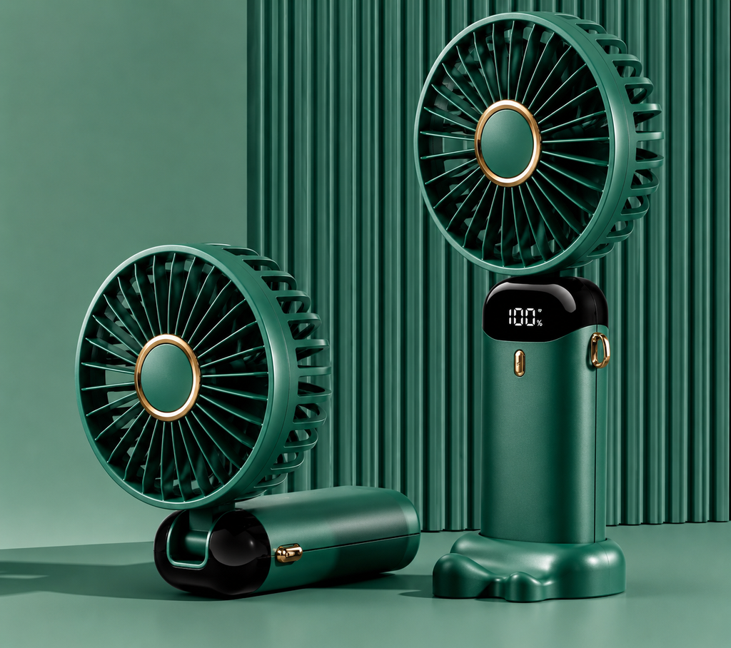 Ventilateur Portable Mini USB – 6 Vitesses, Écran LED, Rechargeable, Pliable, Ultra Silencieux