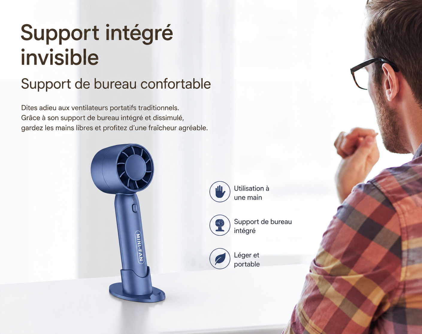 Mini ventilateur turbo USB portable – Rechargeable, puissant et silencieux
