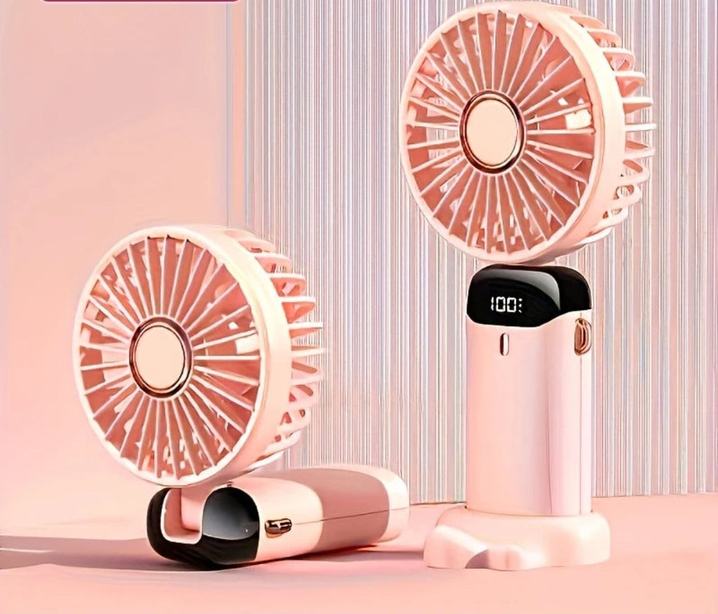 Ventilateur Portable Mini USB – 6 Vitesses, Écran LED, Rechargeable, Pliable, Ultra Silencieux