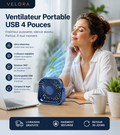 Ventilateur Portable USB 4 Pouces – Ultra Silencieux, 3 Vitesses, Rotation 360°, Rechargeable