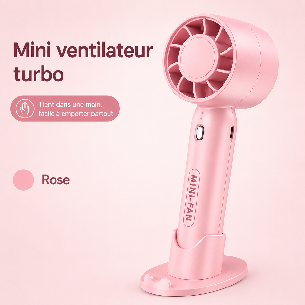 Mini ventilateur turbo USB portable – Rechargeable, puissant et silencieux