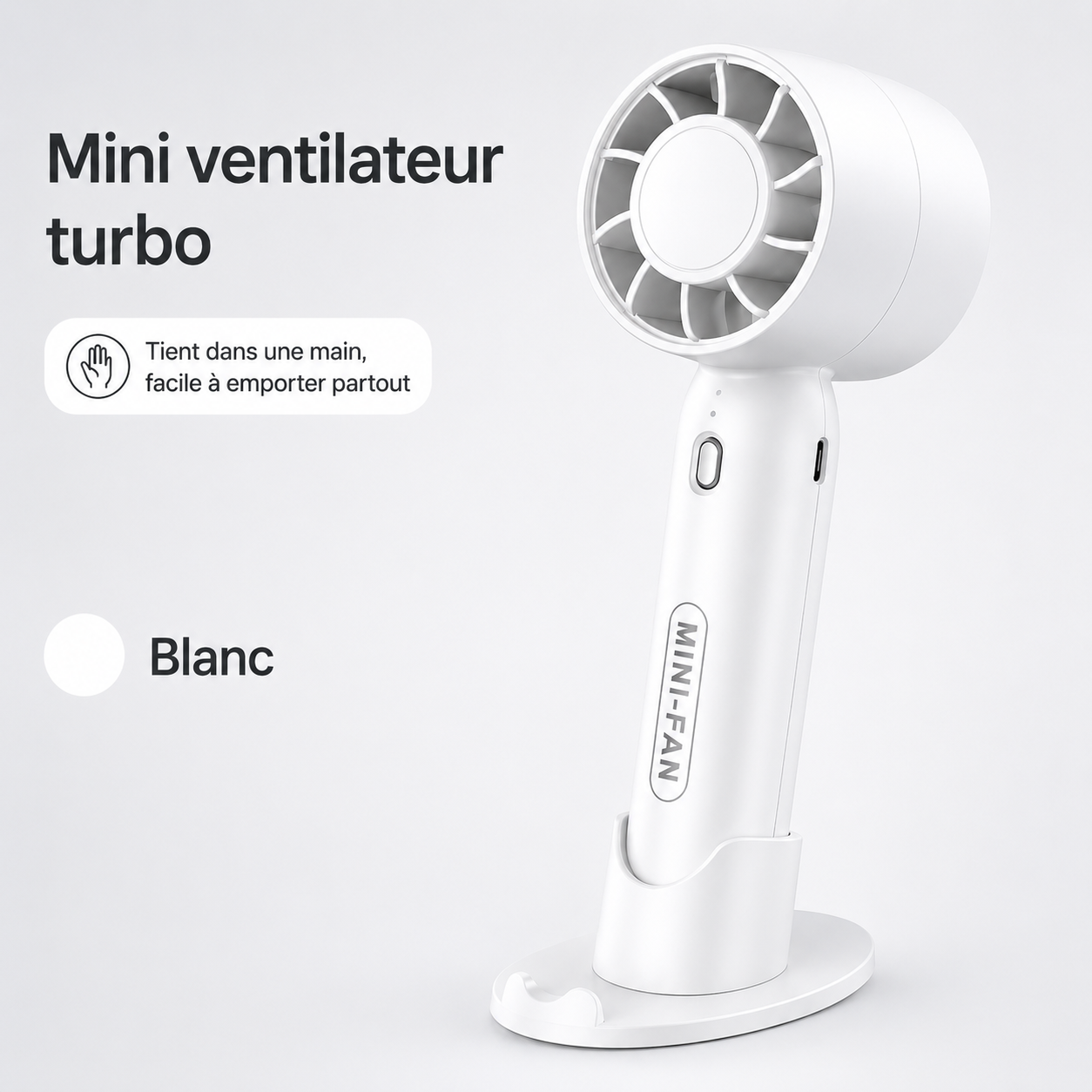 Mini ventilateur turbo USB portable – Rechargeable, puissant et silencieux