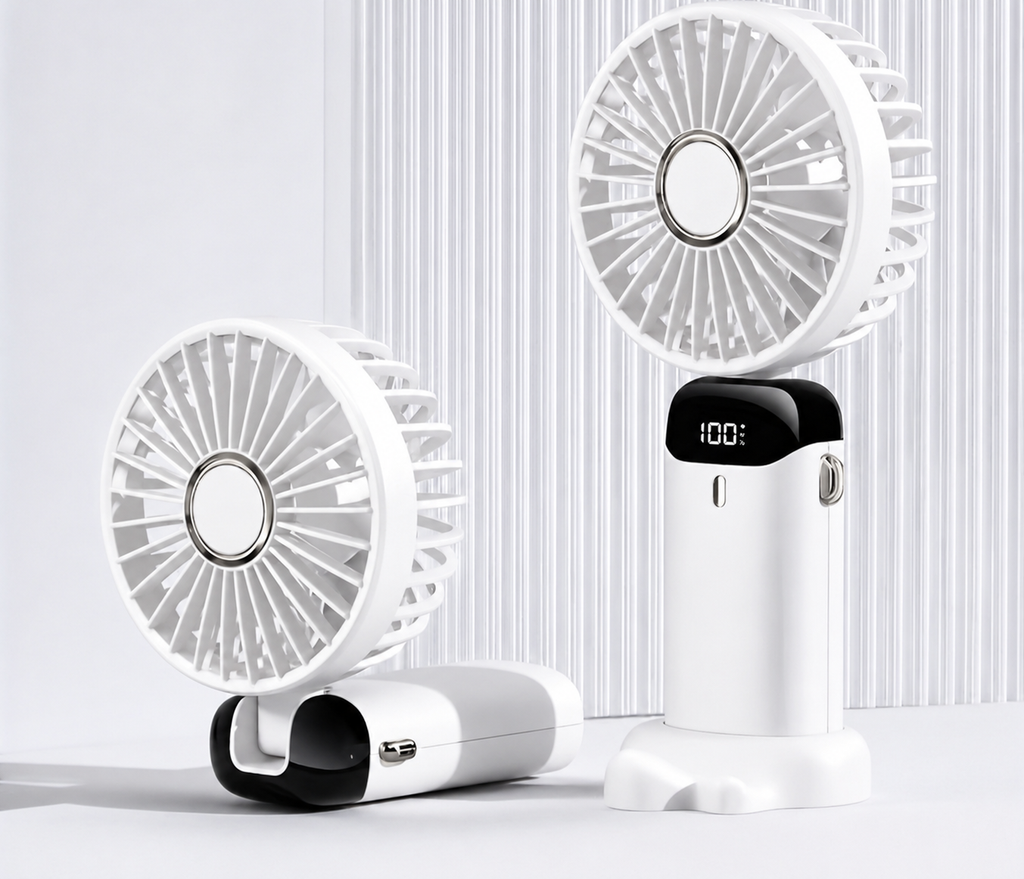 Ventilateur Portable Mini USB – 6 Vitesses, Écran LED, Rechargeable, Pliable, Ultra Silencieux